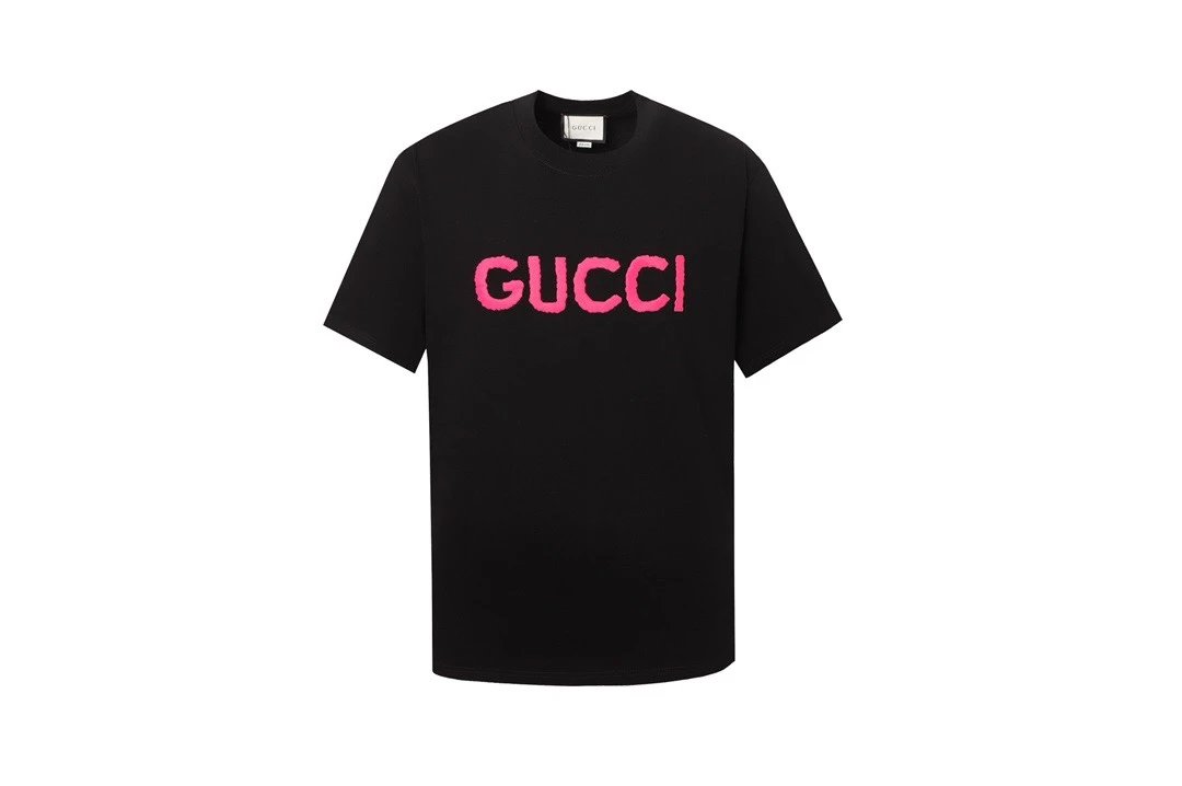 Gucci T-shirt Chest Three-Dimensional Embroidery logo Round neck short-sleeve pure cotton T Unisex T-Shirt OS Loose Fit Base Shirt Summer New Casual Simple T-Shirt