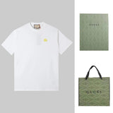 Gucci T-shirt Chest logo Letter Embroidered Crew Neck Short Sleeve25ss New Pure Cotton Unisex Style T T-shirt OS Loose Fit Base Shirt Top Half Sleeve T-Shirt