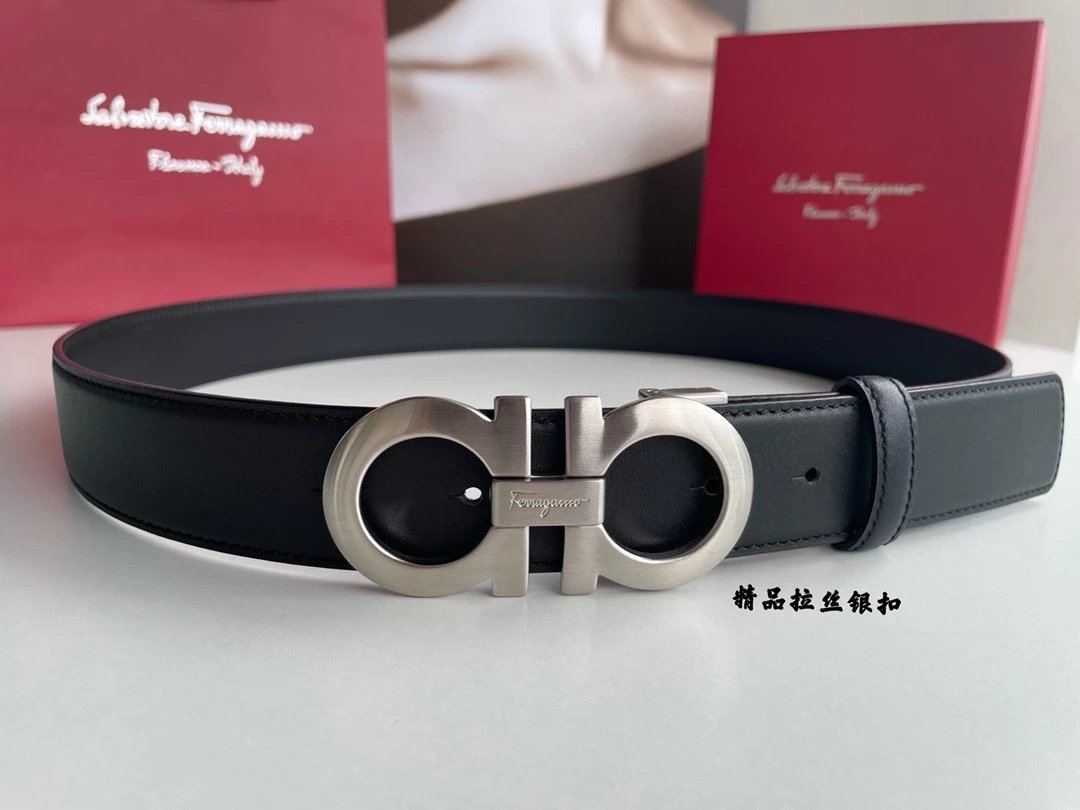 Ferragamo Belt Top version 【Daigou for shoppe】Men's Belt NFC Chip Anti-Counterfeiting Surrogate Shopping Genuine Goods Level Big Brand Men's Leather Belt Leisure Business Vachette Clasp Double-Sided Genuine Leather Belt