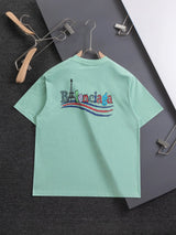 Balenciaga T-shirt Backside Cola Letter Paris Eiffel Tower Print logo round Neck Short Sleeve25ss New Pure Cotton Unisex Style T T-shirt OS Loose Fit Base Shirt Top Half Sleeve T-Shirt