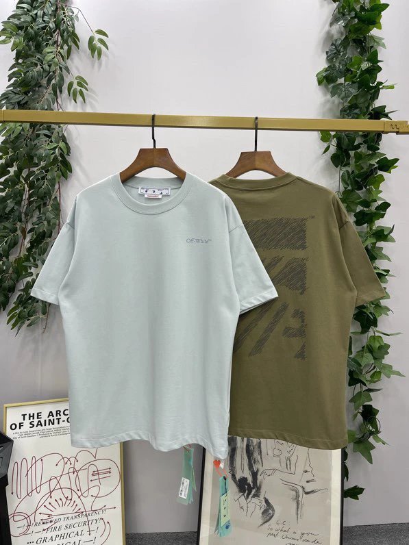 OFF-White T-shirt Top Version Counter Same Style Cotton Short Sleeve T T-shirt Men's and Women's Loose Summer Base Casual Half Sleeve