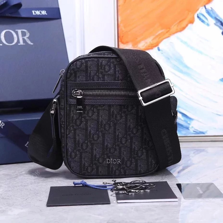 Dior Men's Bag Top version New Oblique Printed Fabric Men's Camera Bag Handbag Shoulder Bag Messenger Bag Men's Bag