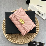 Chanel Wallet Top version Small leboy Small Card Holder Card Clamp Card Holder Coin Purse Wallet Short Wallet Cowhide Caviar Ball Pattern Lambskin Rhombic Pattern Retro Gilding with Retro Antique Silver Hardware Lady's Wallet Card Holder