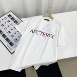 Arc'teryx T-shirt Green Embroidered Overlapping Letters on the Chest logo round Neck Short Sleeve25ss New Pure Cotton Unisex Style T T-shirt OS Loose Fit Base Shirt Top Half Sleeve T-Shirt