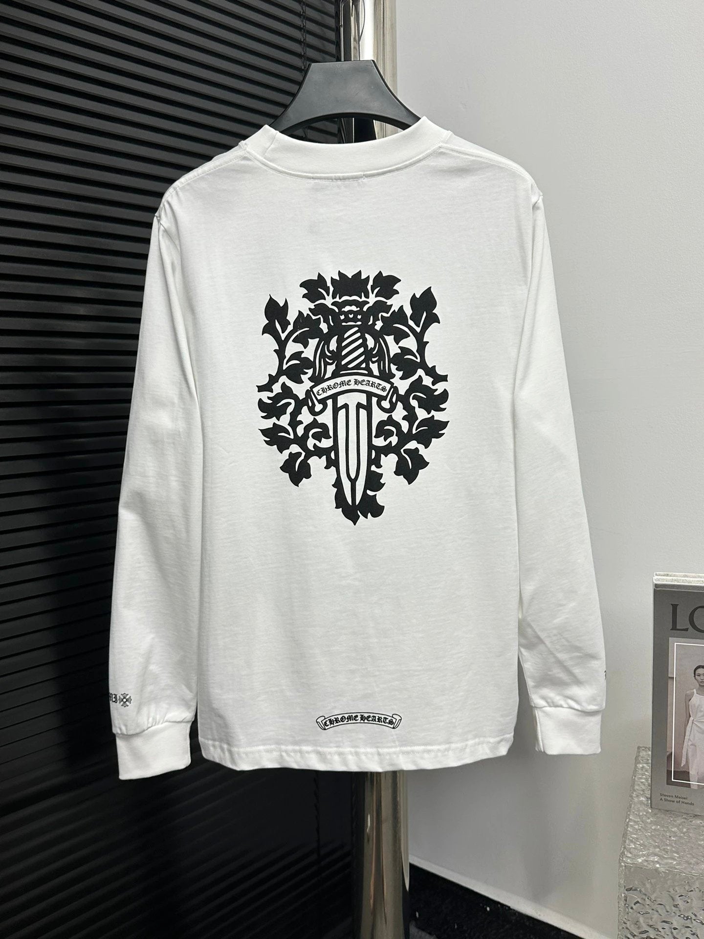 Chrome Hearts Hoodie White print on the back logo Round Neck Sweatshirt Jacket OS Loose Fit Pullover Long Sleeve Unisex Base Shirt Sports Casual Top