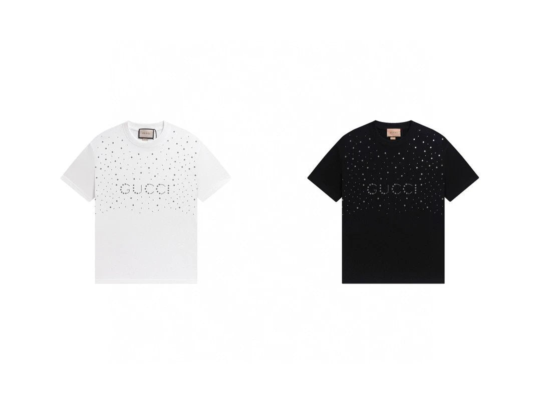 Gucci T-shirt Chest Dot Letter Printing logo round Neck Short Sleeve25ss New Pure Cotton Unisex Style T T-shirt OS Loose Fit Base Shirt Top Half Sleeve T-Shirt