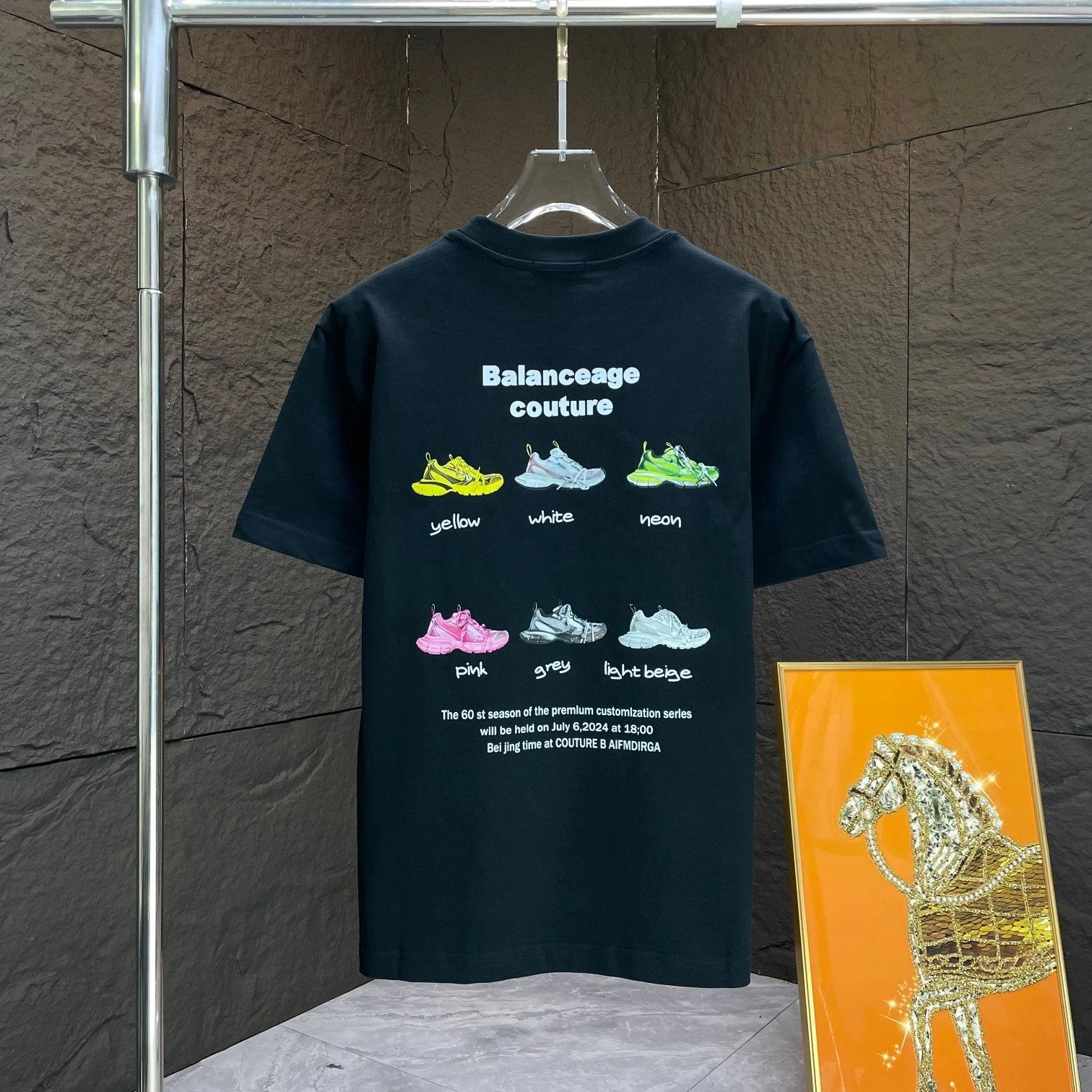 Balenciaga T-shirt Back Six-Color Shoe Pattern Print log round Neck Short Sleeve25ss New Pure Cotton Unisex Style T T-shirt OS Loose Fit Base Shirt Top Half Sleeve T-Shirt