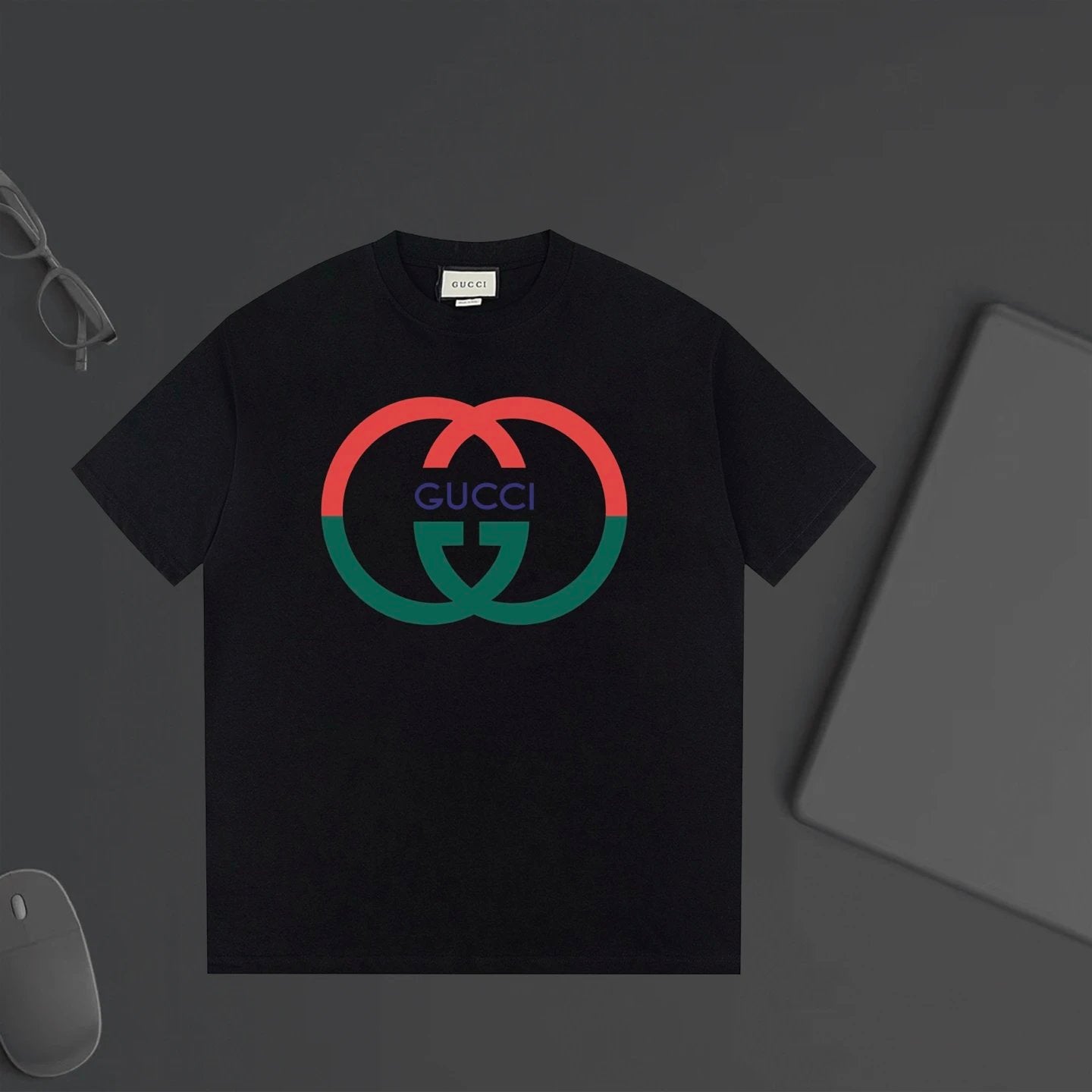 Gucci T-shirt Color-Blocked Front Double G Letter Printing logo round Neck Short Sleeve25ss New pure cotton T Unisex T-Shirt OS Loose Fit Base Shirt Top Half Sleeve T-Shirt