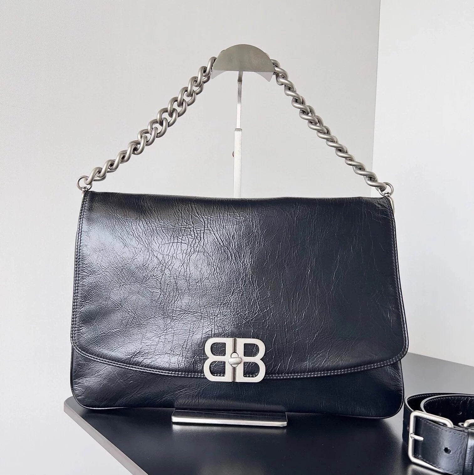 Balenciaga Bag Top version 【Counter Original】23fall的BBsoft Original Imported Calfskin Chain Bag Shoulder Underarm Messenger Bag Fashion Leisure Commute Women's Bag