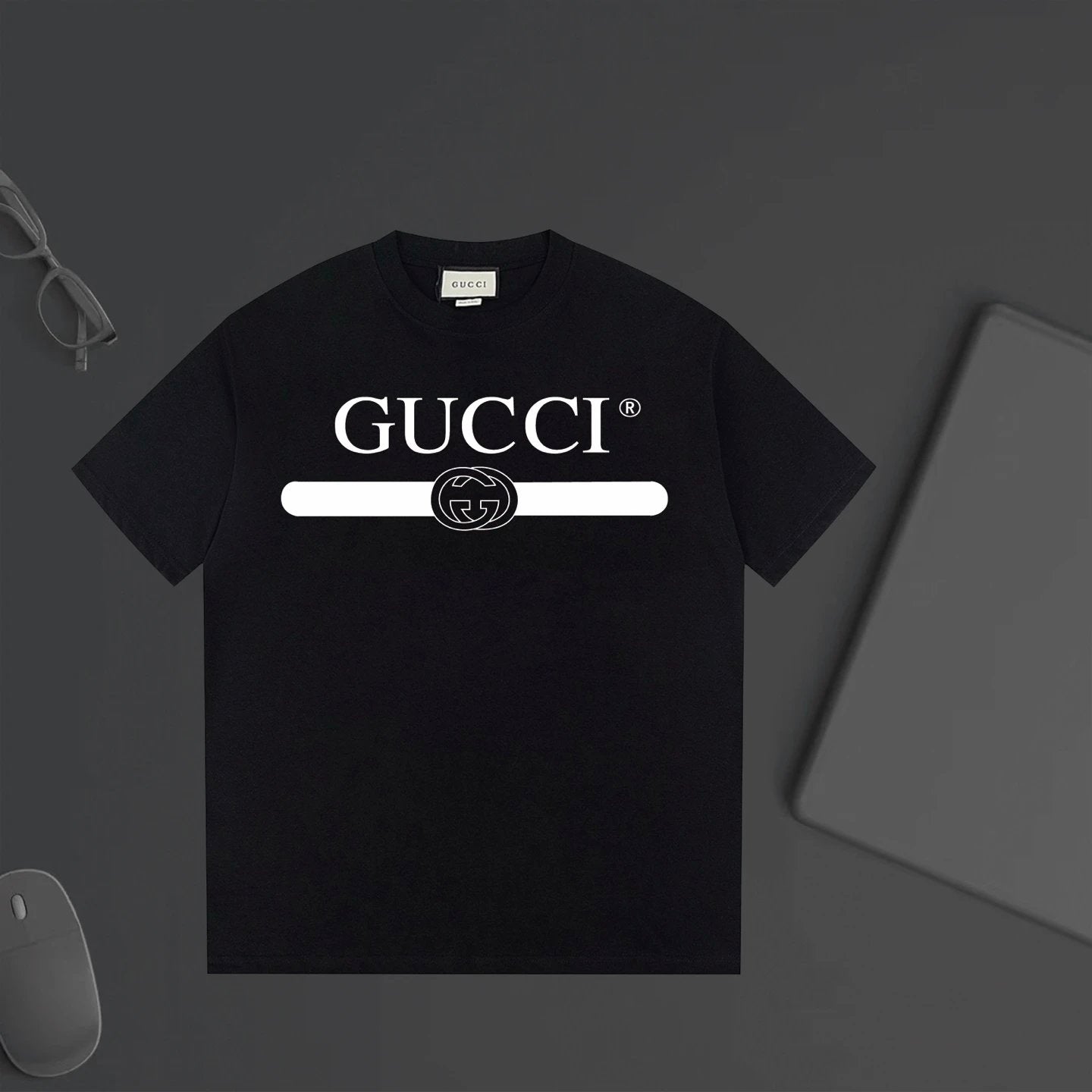 Gucci T-shirt Chest Letter Print logo round Neck Short Sleeve25ss New Pure Cotton Unisex Style T T-shirt OS Loose Fit Base Shirt Half Sleeve T-Shirt Top Half Sleeve