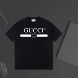 Gucci T-shirt Chest Letter Print logo round Neck Short Sleeve25ss New Pure Cotton Unisex Style T T-shirt OS Loose Fit Base Shirt Half Sleeve T-Shirt Top Half Sleeve