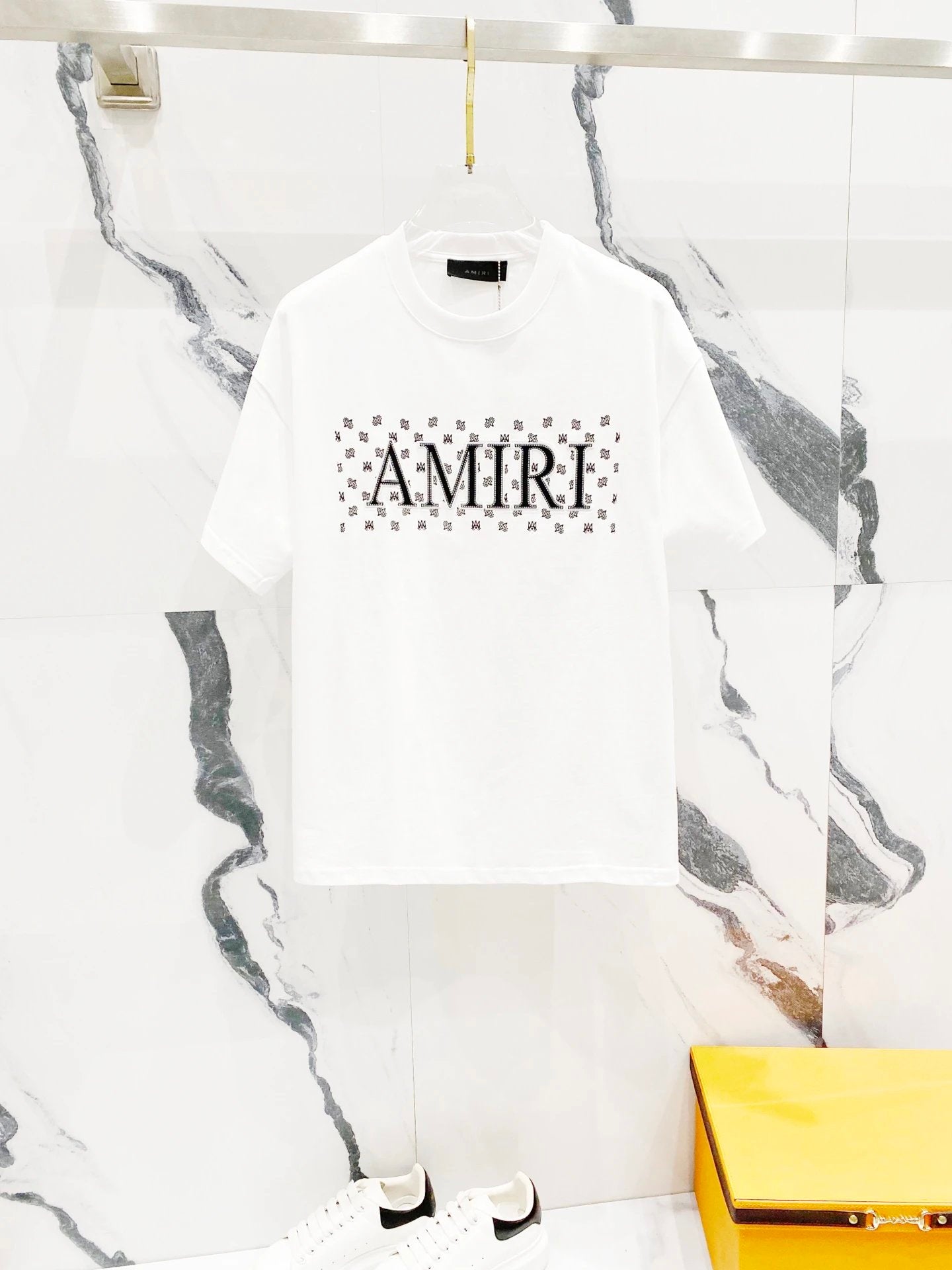 Amiri T-shirt Chest Brand Patch Letter Embroidery logo round Neck Short Sleeve25ss New Pure Cotton Unisex Style T Casual T-Shirt Base Layer Shirt OS Loose Fit Half Sleeve Top Plus Size