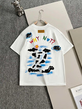 Louis Vuitton LV T-shirt Back Letter Pattern Graffiti Print logo round Neck Short Sleeve25ss New pure cotton T Unisex T-Shirt OS Loose Fit Base Shirt Top Half Sleeve T-Shirt