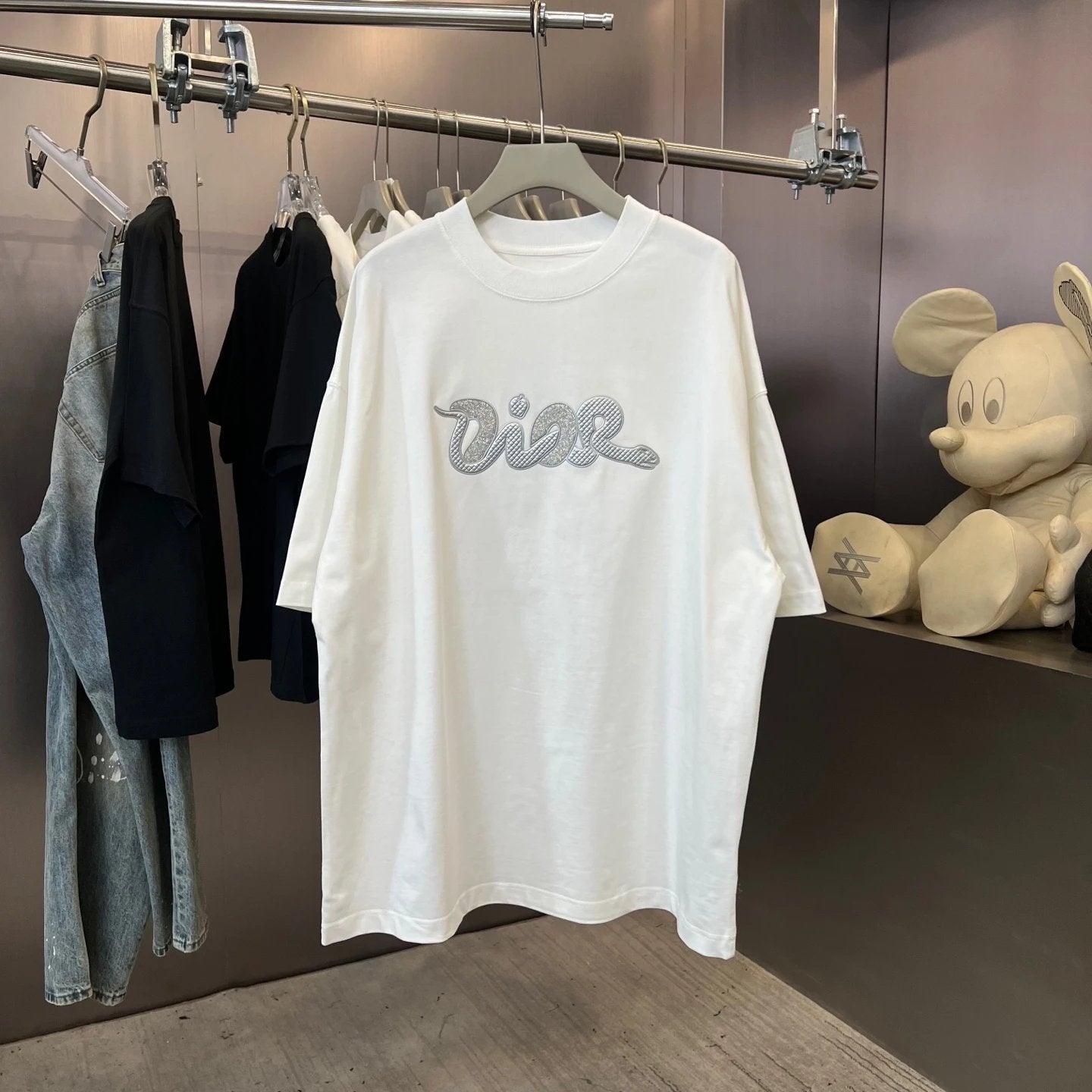 Dior T-shirt 3D Chest Letter Embossing logo round Neck Short Sleeve25ss New pure cotton T Unisex T-Shirt OS Loose Fit Base Shirt Top Half Sleeve T-Shirt