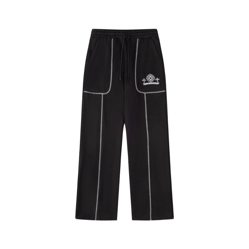 Chrome Hearts Sweatpants Straight Leg Sweatpants Sports Pants Autumn Unisex Long Pants Drawstring Winter Loose Plus Size Casual Pants High Waist Color Block