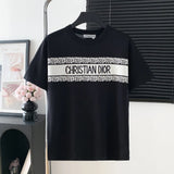 Dior T-shirt Front Brand Knitwear logo round Neck Short Sleeve25ss New Pure Cotton Unisex Style T Casual T-Shirt Base Layer Shirt OS Loose Fit Half Sleeve Top Plus Size
