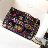 Chanel Women's Bag Top version 【Original Leather】23S Home New CF Large mini Sequin Bag Pink Sequins CF Flap bag WOC Small Waste Bag Lipstick Earphone Bag Mobile Phone Bag Ladies New Women's Bag Chain Bag Shoulder Bag24C Embroidered sequins CF Dinner Bag