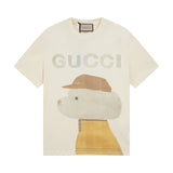 Gucci T-shirt Front Hooded Puppy Print logo round Neck Short Sleeve25ss New pure cotton T Unisex T-Shirt OS Loose Fit Base Shirt Top Half Sleeve T-Shirt