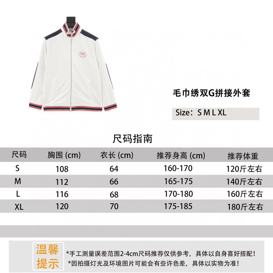 Gucci Jackets Towel Embroidery Splicing Coat Same Style for Men and Women