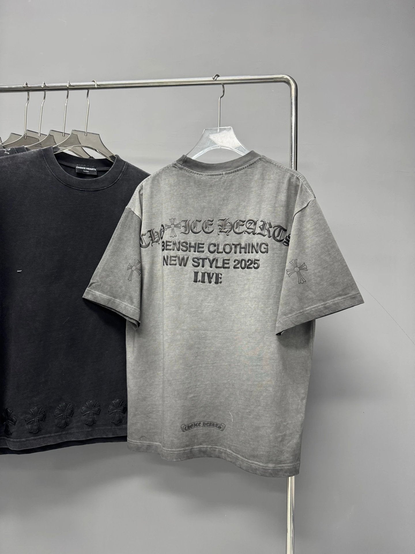 Chrome Hearts T-shirt Heavy Craft Distressed Foam Print logo round Neck Short Sleeve25ss New pure cotton T Unisex T-Shirt OS Loose Fit Base Shirt Top Half Sleeve T-Shirt
