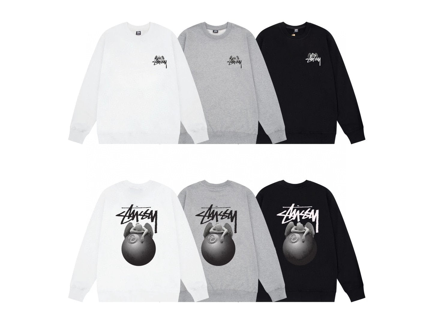 Stussy Hoodie Top Version Classic Dice Series round Neck Sweater Baby Boy and Girl Summer New