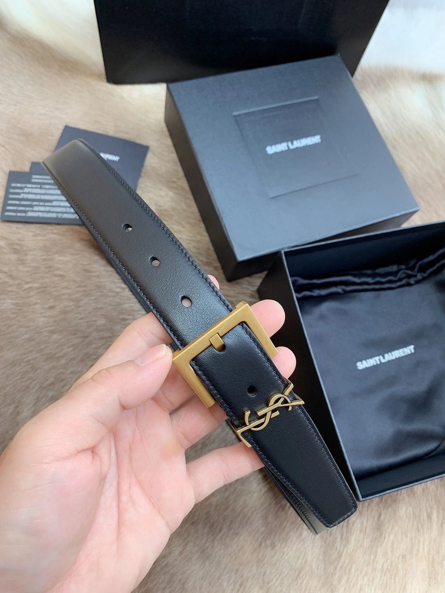 YSL Belt Top version Original Order Belt Female First Layer Cow Leather Belt3.0Women's Belt Calfskin High-Grade Pure Leather Belt Men and Women Business Casual Belt Belt Women's Belt