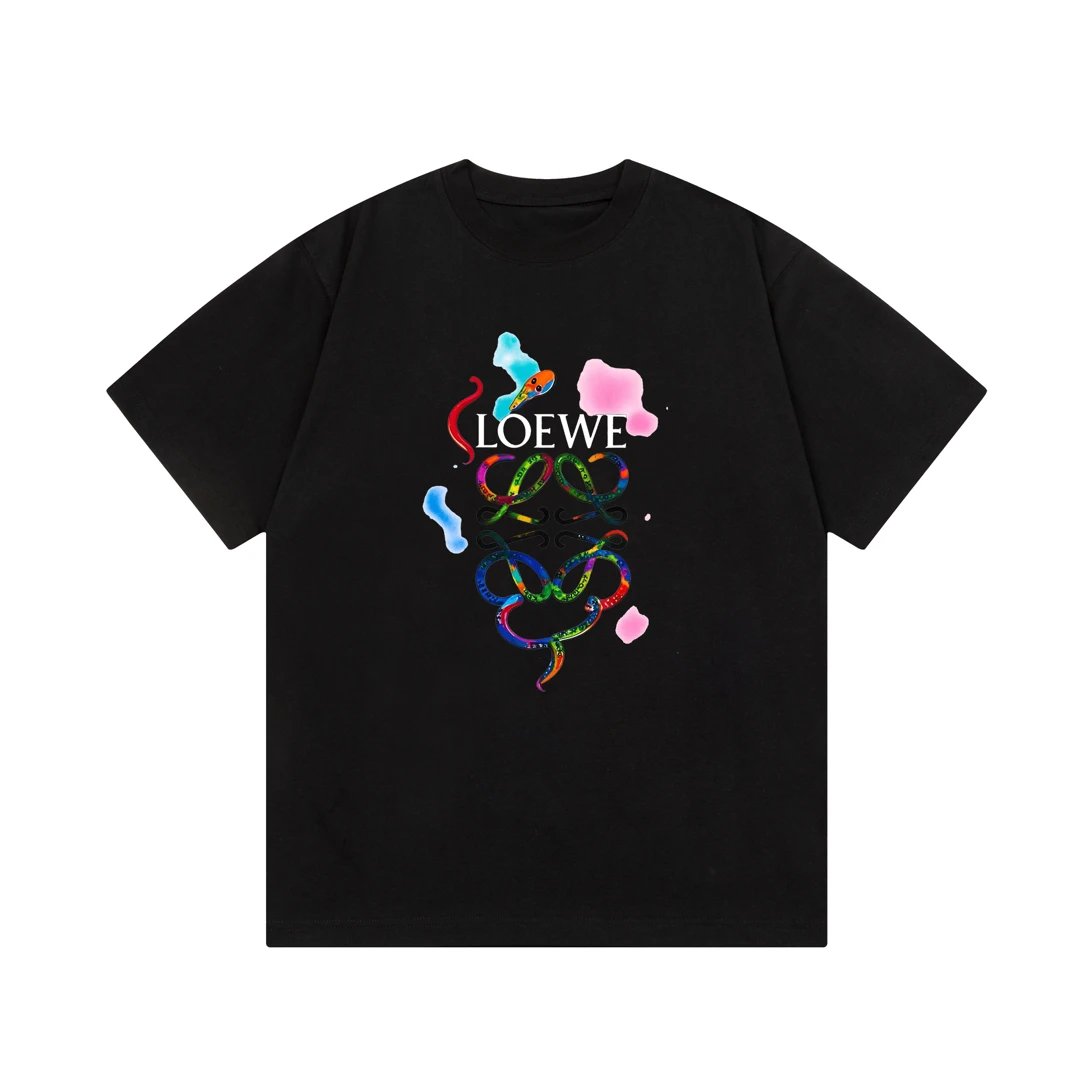 LOEWE T-shirt Year of the Snake Limited Edition Letter Print Logo round Neck Short Sleeve25ss New Pure Cotton Unisex Style T T-shirt OS Loose Fit Base Shirt Short Sleeve Top T-Shirt