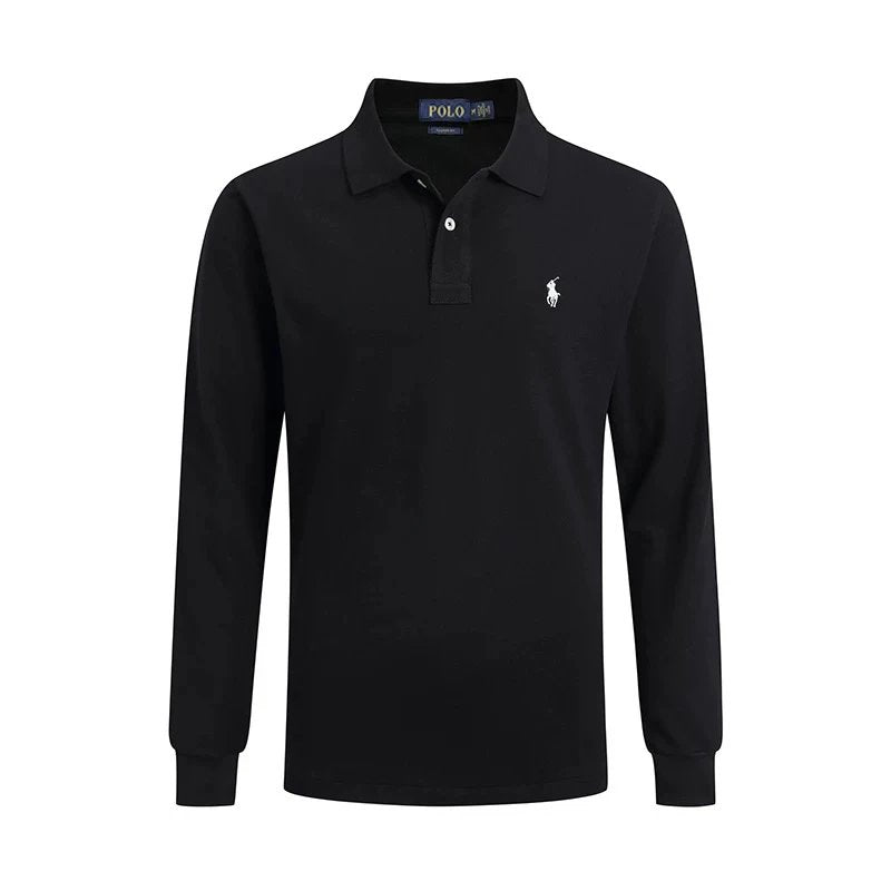 Ralph Lauren Hoodie Top Version Label24Autumn New Casual Long Sleeve polo Shirt Solid Color Commute