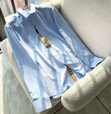 Burberry Shirt Classic New Letter Long Sleeve Shirt Men's Casual Business Embroidery White Solid Color High Texture Shirt