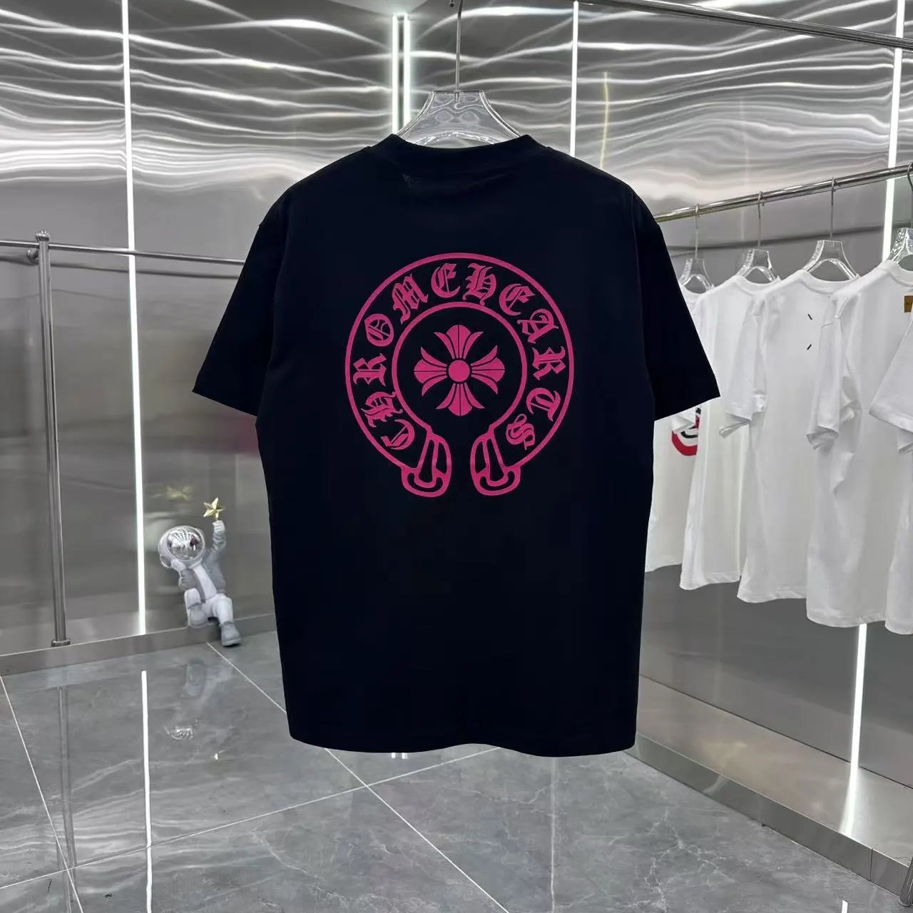 Chrome Hearts T-shirt Back with Sanskrit Script Print logo round Neck Short Sleeve25ss New Pure Cotton Unisex Style T T-shirt OS Loose Fit Base Shirt Top Half Sleeve T-Shirt