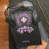 Chrome Hearts T-shirt Horseshoe Graffiti Print logo round Neck Short Sleeve25ss New Pure Cotton Unisex Style T Casual T-Shirt Base Layer Shirt OS Loose Fit Half Sleeve Top Plus Size