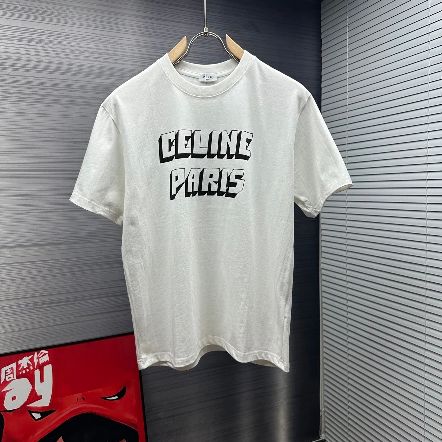 Celine T-shirt Chest Letter Print logo round Neck Short Sleeve25ss New Pure Cotton Unisex Style T Casual T-Shirt Base Layer Shirt OS Loose Fit Half Sleeve Top Plus Size