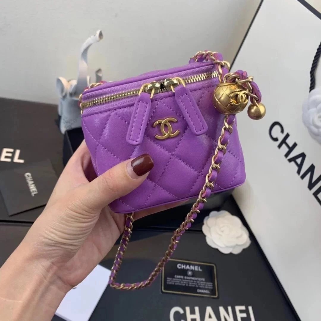 Chanel Women's Bag Top version 2021Brand New Metal Beads mini Box Gilded Bead Bag Mini Cosmetic Bag Gilded Autumn Chain Bag Clutch Shoulder Bag Lipstick Pack Messenger Bag Women's Bag AP1447