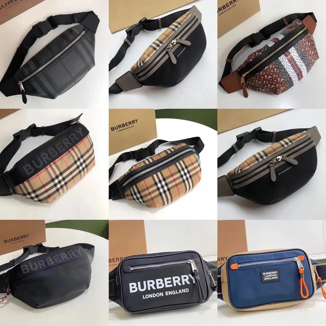 Burberry Women's Bag Top version Version Men's and Women's Bags80101441Black Medium Logo Letter logo Unisex Waist Bag Men's Crossbody Chest Bag Backpack Shoulder Bag Original Single Famous Brand Bag