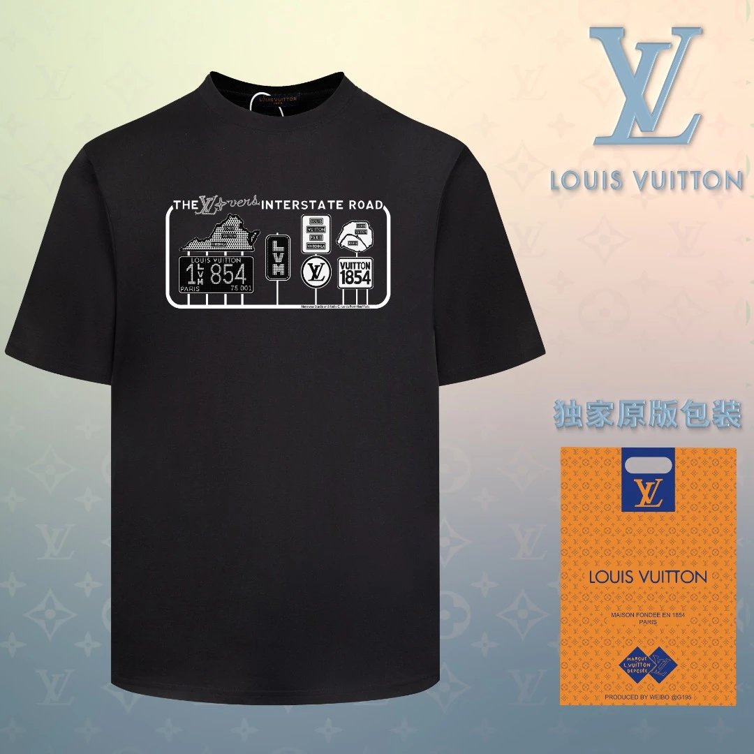 Louis Vuitton LV T-shirt 1854Series3D Cartoon unique LOGO Printed round Neck Short Sleeve25ss New Pure Cotton Unisex Style T T-shirt OS Loose Fit Base Shirt Short Sleeve Top T-Shirt