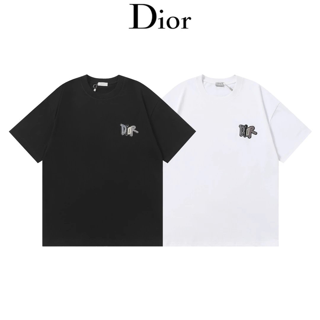 Dior T-shirt Chest Letter Embroidery logo round Neck Short Sleeve25ss New pure cotton T Unisex T-Shirt OS Loose Fit Base Shirt Top Half Sleeve T-Shirt