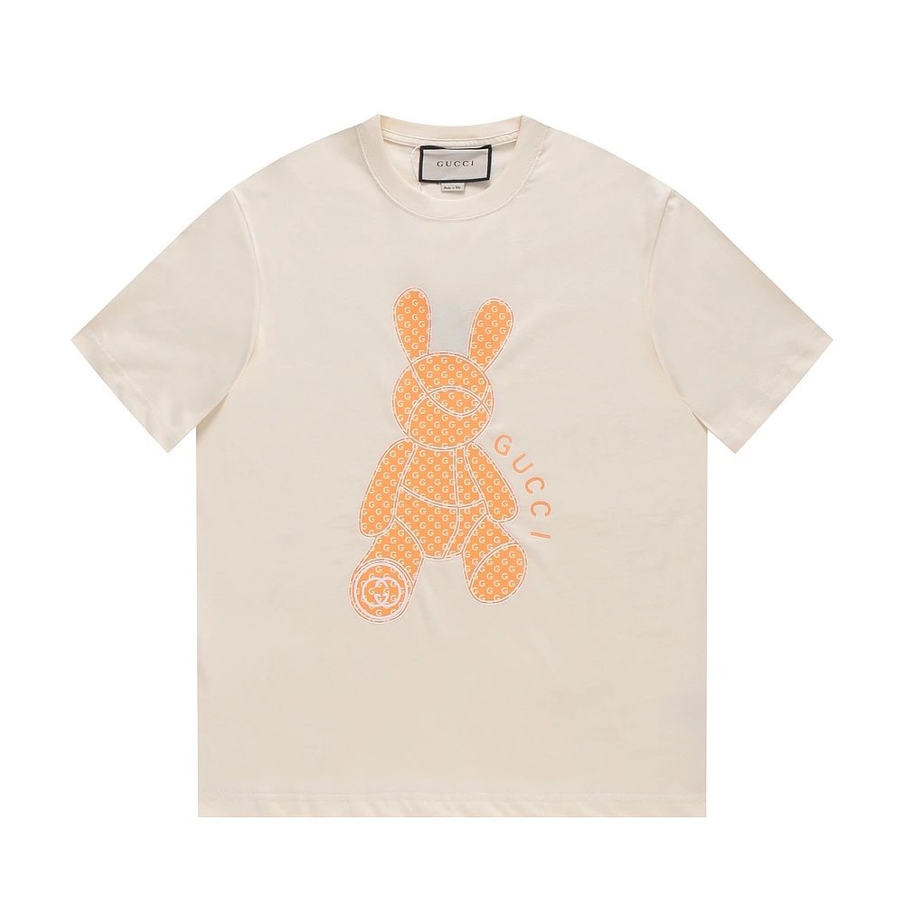 Gucci T-shirt Chest Letter Jacquard Bear Print logo round Neck Short Sleeve25ss New pure cotton T Unisex T-Shirt OS Loose Fit Base Shirt Top Half Sleeve T-Shirt