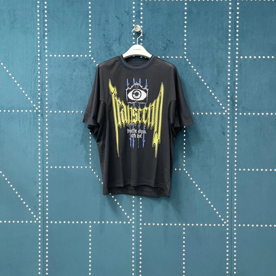 Burberry T-shirt Gothic Mesh Print on the Chest logo round Neck Short Sleeve25ss New Pure Cotton Unisex Style T T-shirt OS Loose Fit Base Shirt Half Sleeve T-Shirt Top Half Sleeve