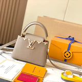 Louis Vuitton LV Women's Bag Top version 【Real Original Version Hardware】M23330M23331M23332Mini Black Corolla CapucinesFlowerCrown Handbag Is Full Grain Taurillon Leather Embellishment Monog Leather Bag mini Handbag