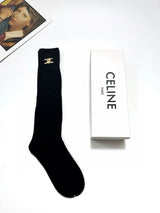 Celine Sock 【One box, one pair】Classic Letters logo Breathable and Stylish Pure Cotton Knee-High Socks25ss New Cotton Socks Spring Summer Autumn Thin Business Sports Casual Versatile Deodorant Sweat-Absorbing