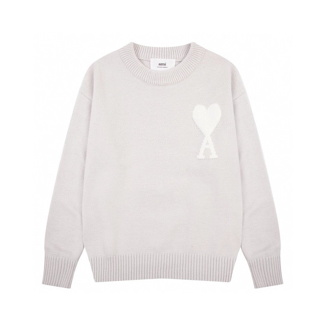 Ami Sweater Top Version2023Spring Men's Loose Inlay Wool Sweater