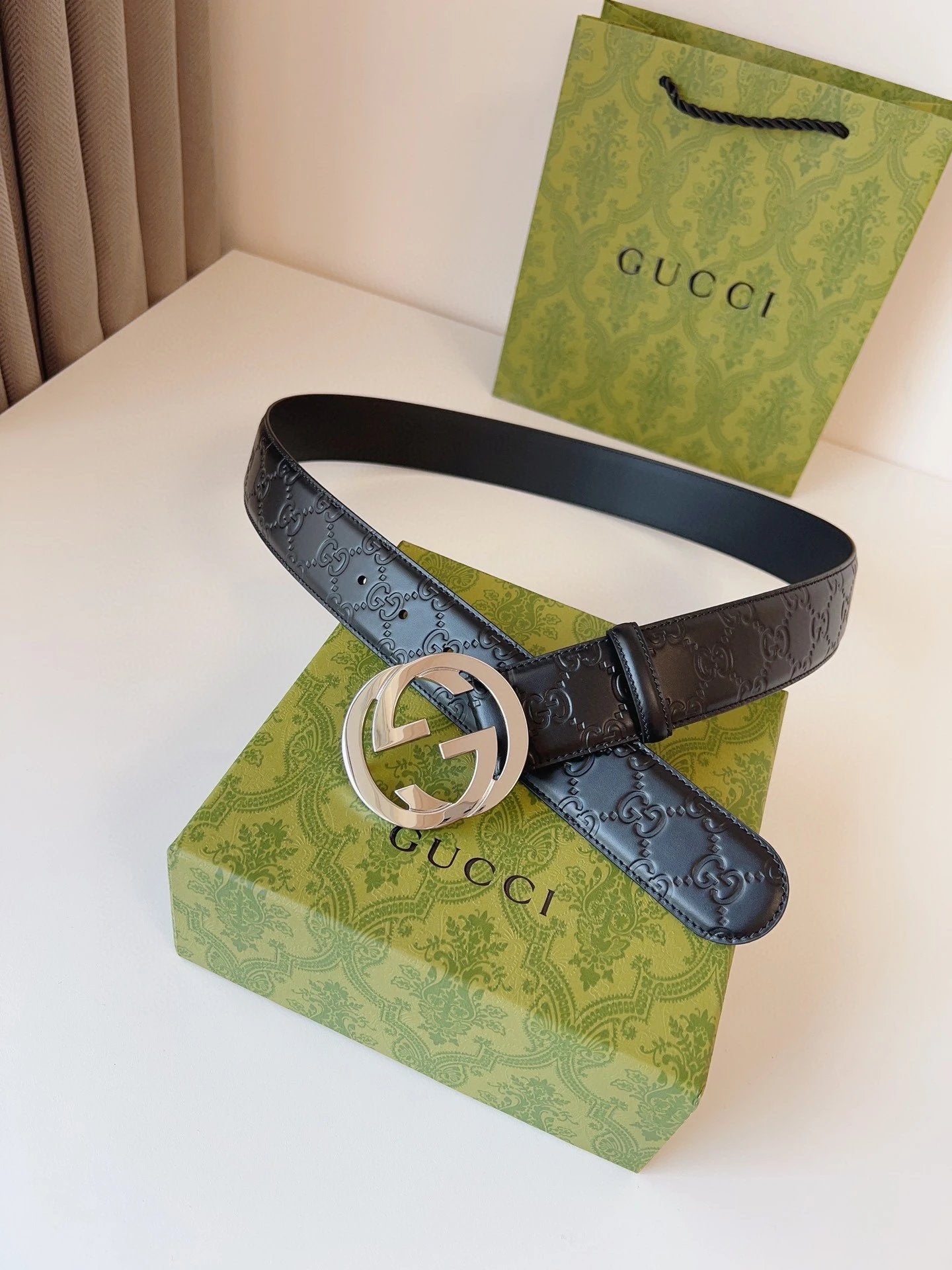 Gucci Belt Top version New Original Single Men's Belt Leather Belt Double g Belt Men's Fashion Casual Original Leather Gujia Belt GG Home Pant Belt Male Gucci Gucci Men's Belt Ferragamo4.0