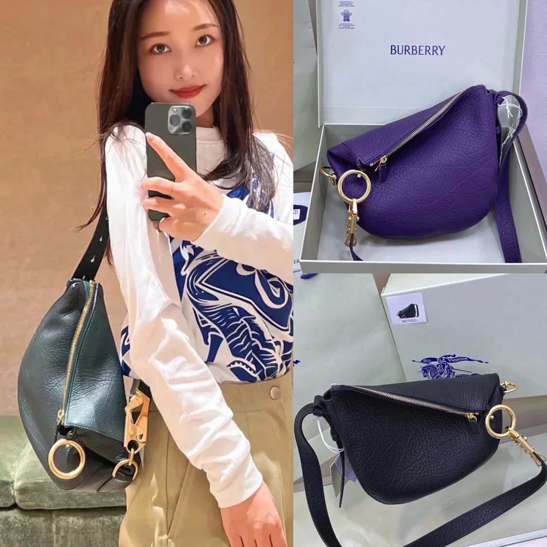 Burberry Women's Bag Top version 【Original Leather】Latest Knight Horse Bag KnightBag Handbag DanielLee23Autumn and Winter New Knight Package Made of Grain Grain Calfskin Fabric