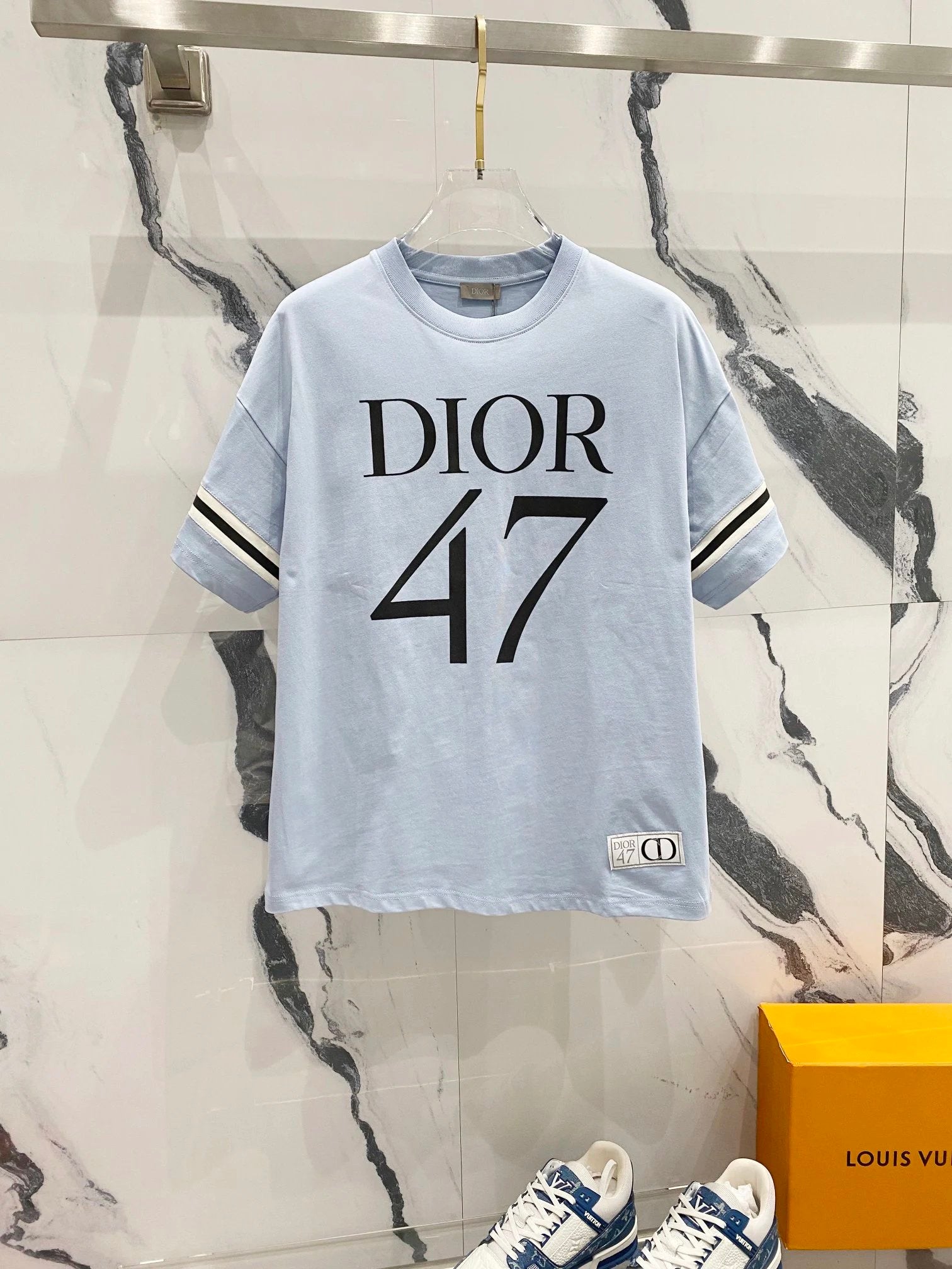Dior T-shirt Large LOGO Printed Crew Neck Short Sleeve Pure Cotton T Unisex T-Shirt OS Loose Fit Base Shirt Casual Simple T-Shirt