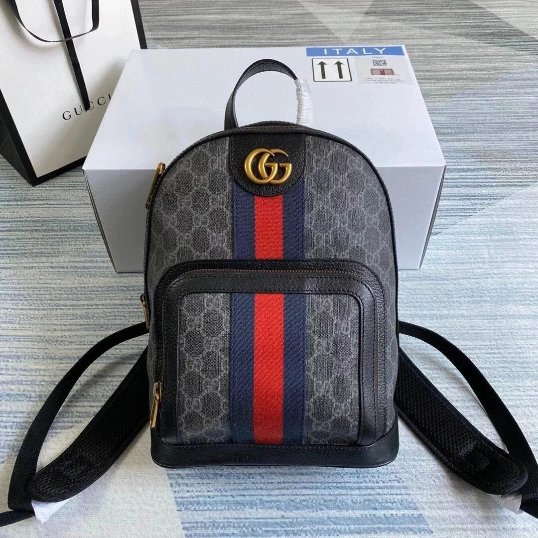 Gucci Backpack Top version Backpack Women's Bag Men's Bag Ophidia Large Small Size Red and Green Stripes Backpack Unisex Backpack New547967547965