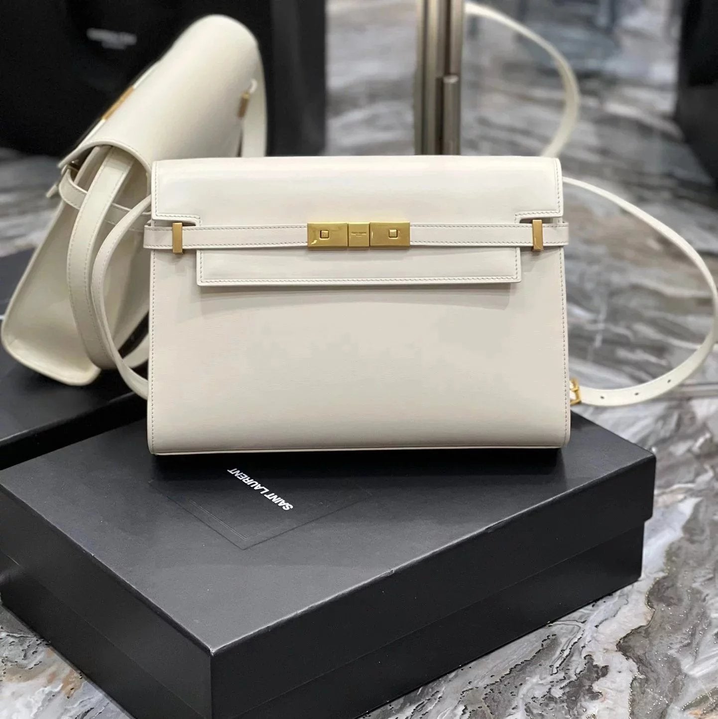 YSL Women's Bag Top version 【Level Surrogate Shopping】Following Niki After the New Manhattan Manhattan France hass Toothpick Pattern Calf Leather Crocodile Pattern Cowhide Is Very kelly Baguette Bag Manhattan Baguette Bag Large29cm Small Size24cm