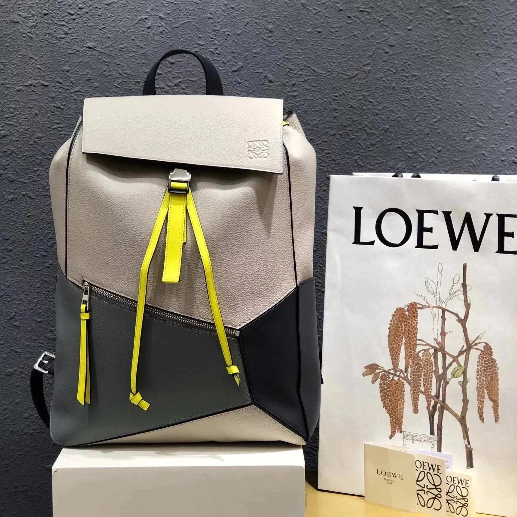 LOEWE Backpack Top version 【Premium Version】puzzlebackpack Series Leather Patchwork Genuine Goods Calfskin Backpack Unisex Backpack Bag Backpack Schoolbag Travel Bag