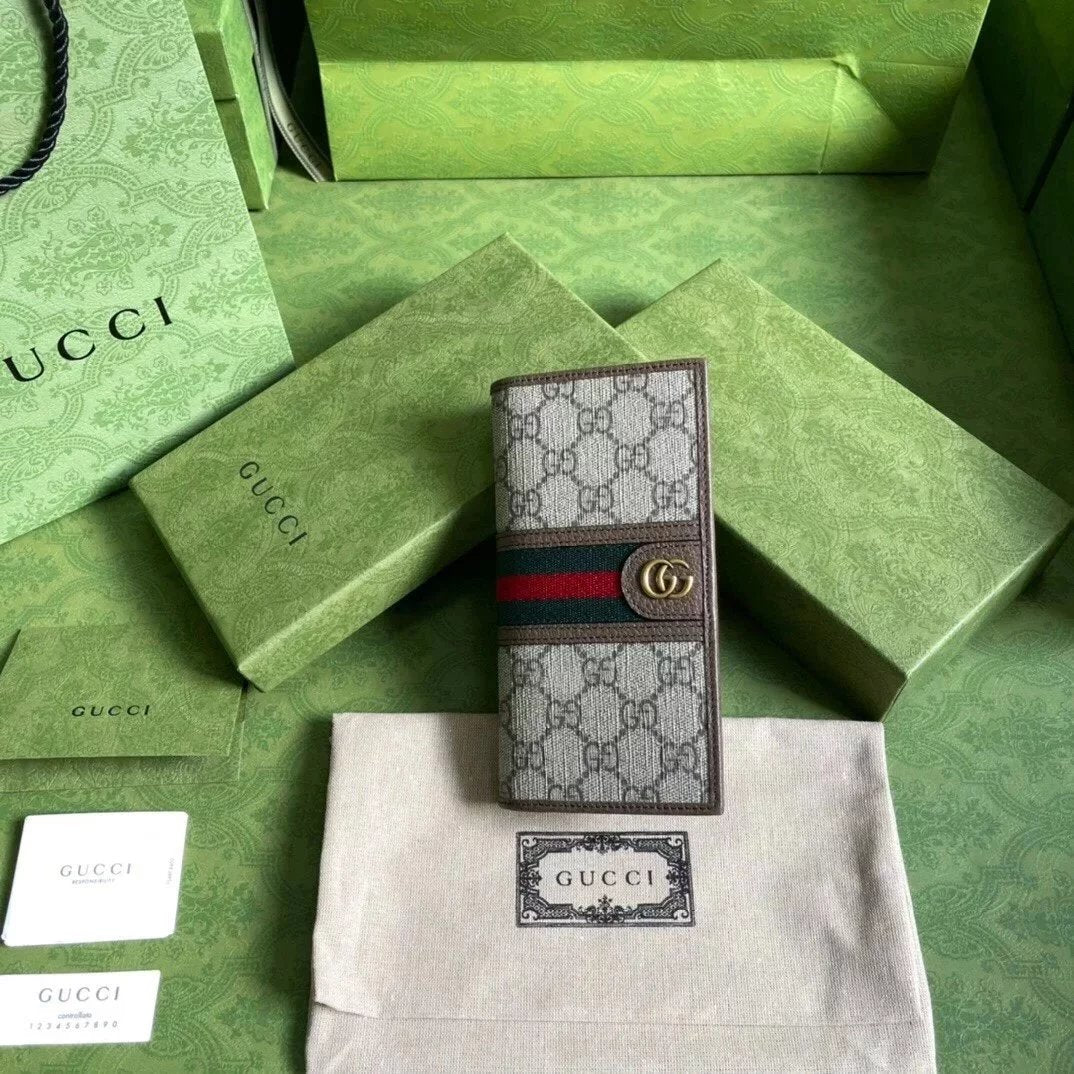 Gucci Wallet Top version New Series the Suit Wallet Men's Wallet Wallet Coffee/pvc Model：672987.