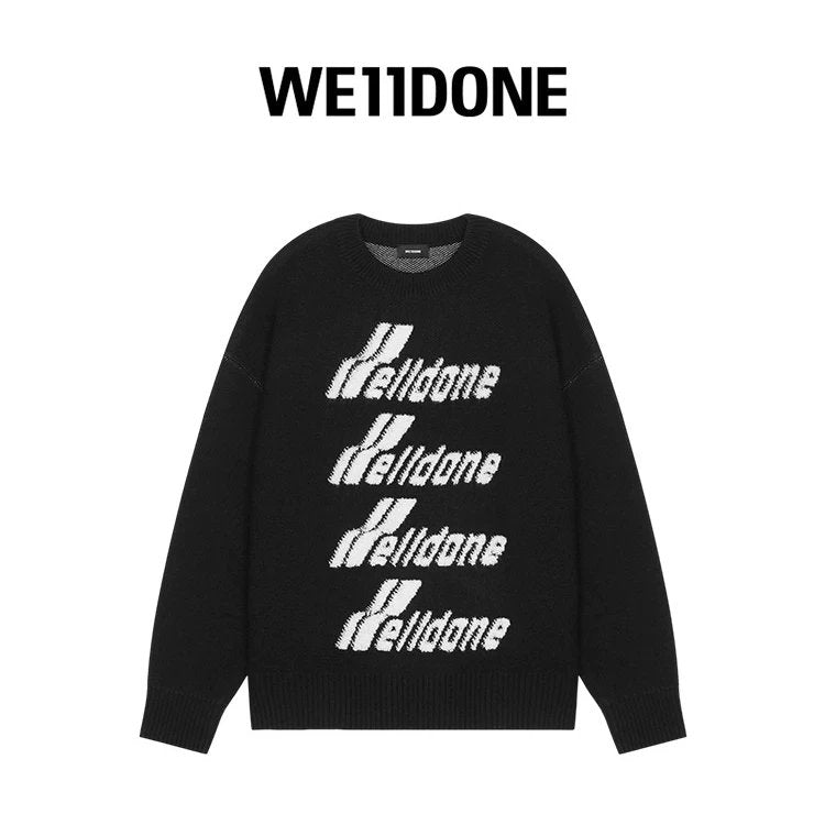 We11done Sweater Top Version Neutral Classic Letters for Men and Women logo Printed Stacking Knitted Long Sleeve Sweater