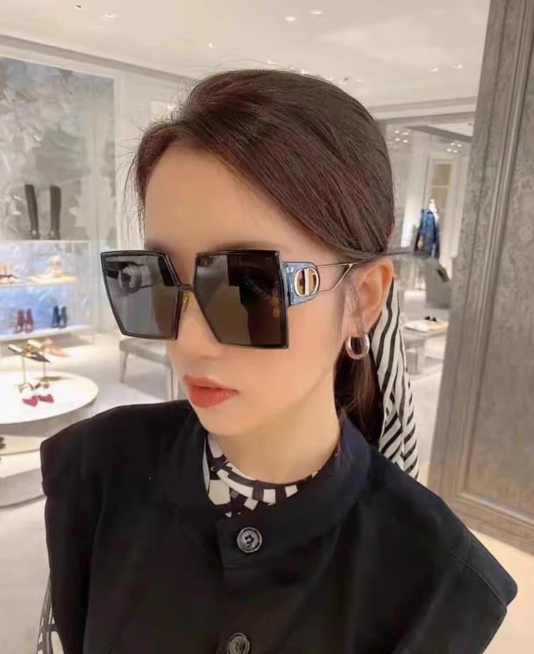 Dior Sunglasses Square Large Frame Sunglasses Slimming No Prescription Driving Beach Fishing Women's UV Protection25ss New Sports Casual Versatile